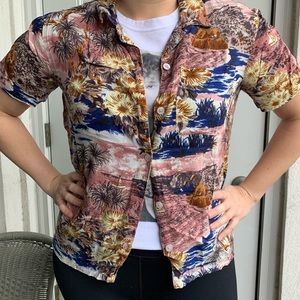 Urban Outfitters Island Print Button Down